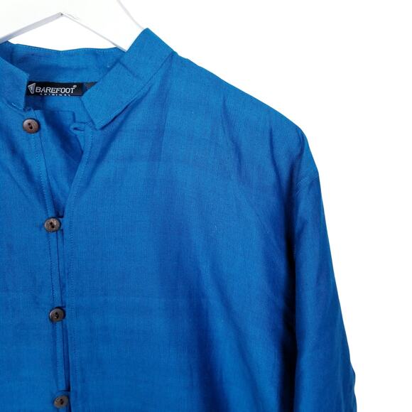 BAREFOOT ORGINAL Handwoven Handmade Hank-Dyed Pure Cotton Shirt - Small - Picture 2 of 5